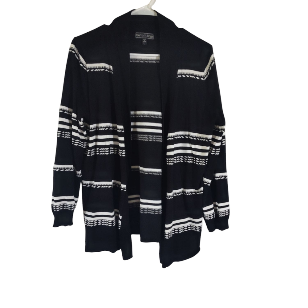 Black and White Striped Cardigan